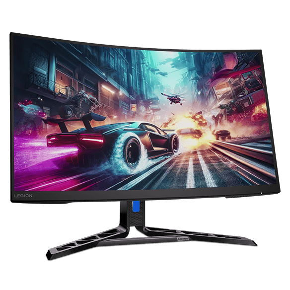 Green Lion Phantom 32-inch 240Hz Gaming Monitor; Representative curved gaming monitor hardware. Lenovo Legion R32qc-30, a 31.5-inch curved display, is pictured; it is not the Green Lion Phantom. The image illustrates the curved 16:9 screen form only and does not verify the supplied brand, 32-inch size, resolution, 240Hz refresh rate, curvature, ports, stand or RGB lighting. Exact hardware and appearance will be confirmed on quotation.