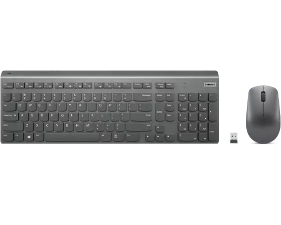Xiaomi Wireless Keyboard & Mouse Combo Gen 3; Representative Lenovo wireless keyboard, mouse and receiver hardware. This is not a photograph of the Xiaomi Gen 3 combo. The image illustrates a complete keyboard-and-mouse set only; Xiaomi layout, switches, receiver, colour, batteries and supplied accessories are confirmed on quotation.