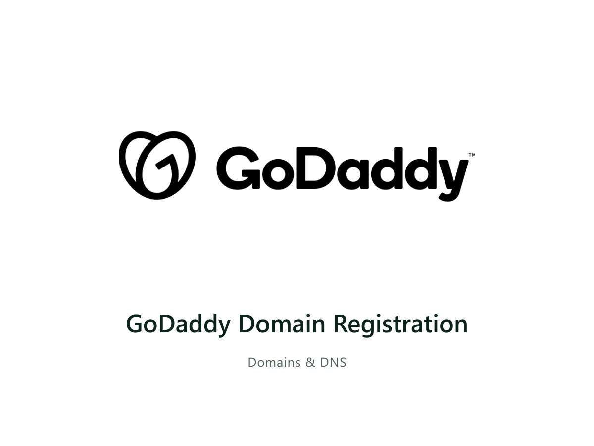 GoDaddy Domain Registration — GoDaddy solution card with the official GoDaddy logo