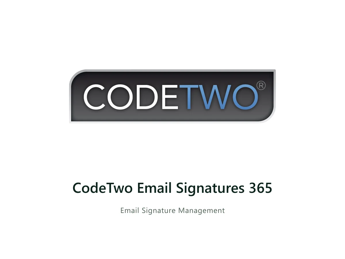 CodeTwo Email Signatures 365 — CodeTwo solution card with the official CodeTwo logo