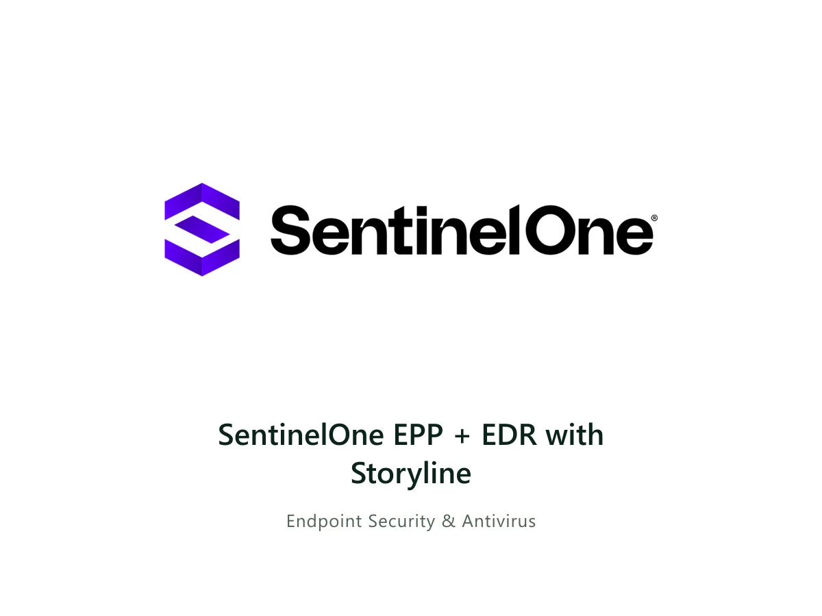 SentinelOne EPP + EDR with Storyline — SentinelOne solution card with the official SentinelOne logo