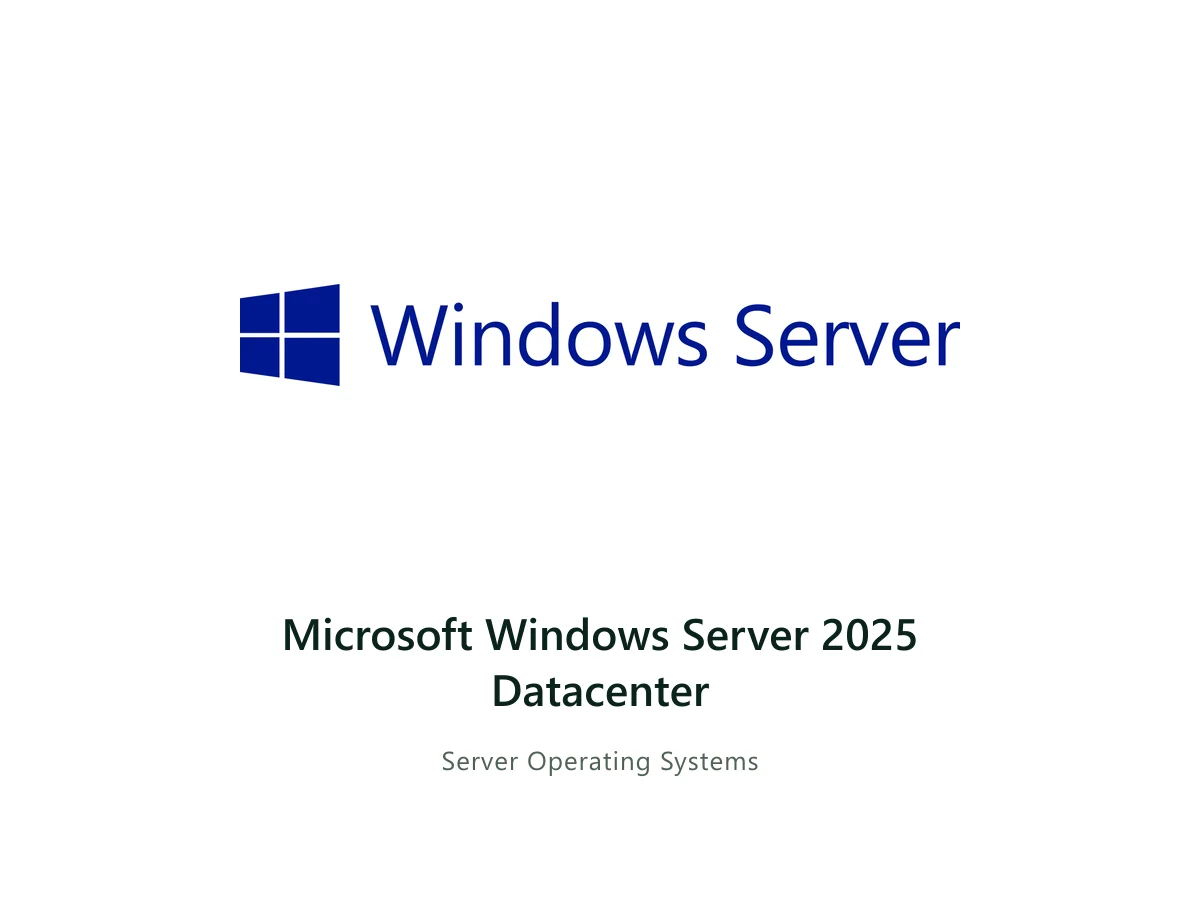 Microsoft Windows Server 2025 Datacenter — Microsoft solution card with the official Microsoft logo