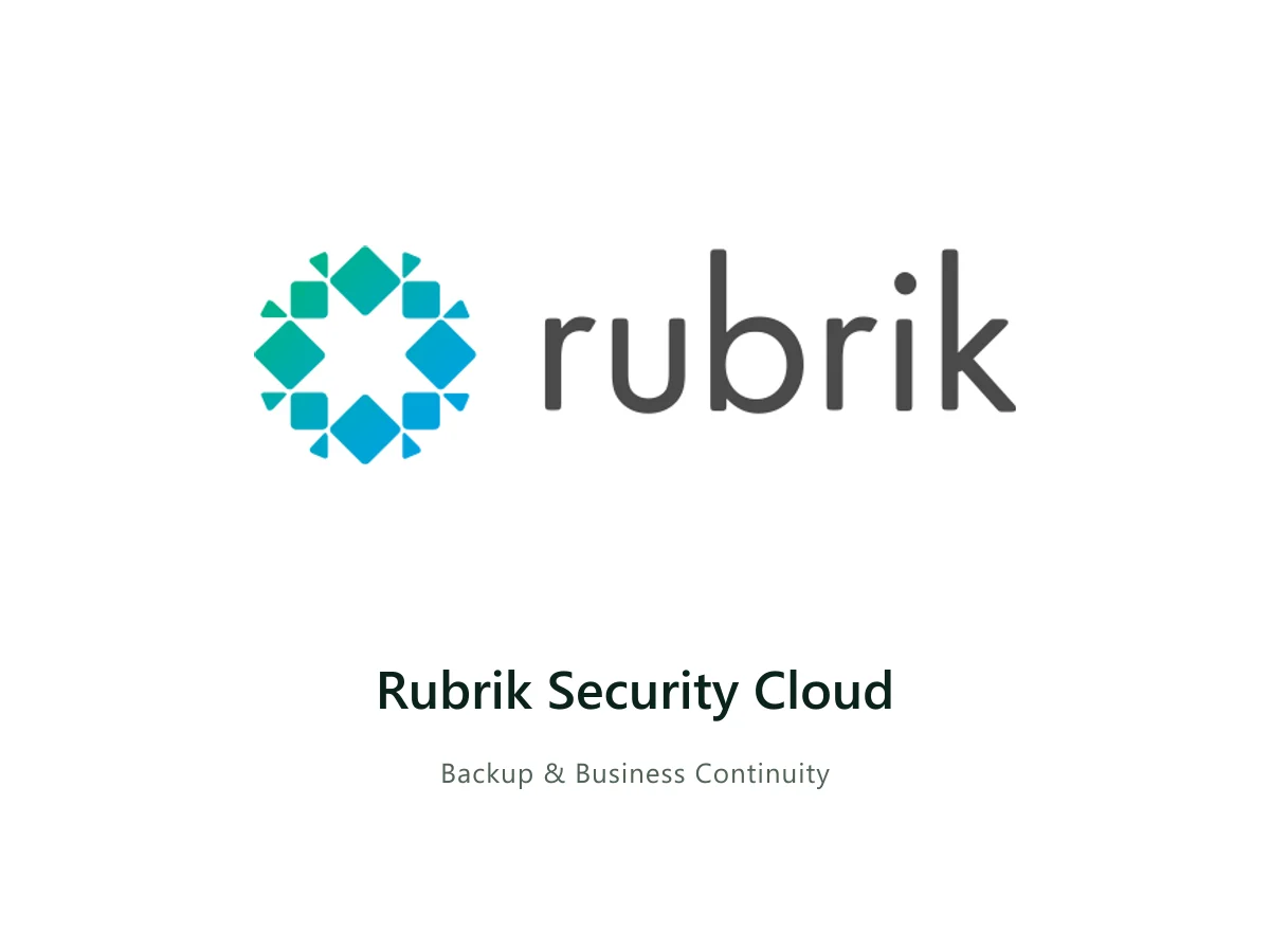Rubrik Security Cloud — Rubrik solution card with the official Rubrik logo