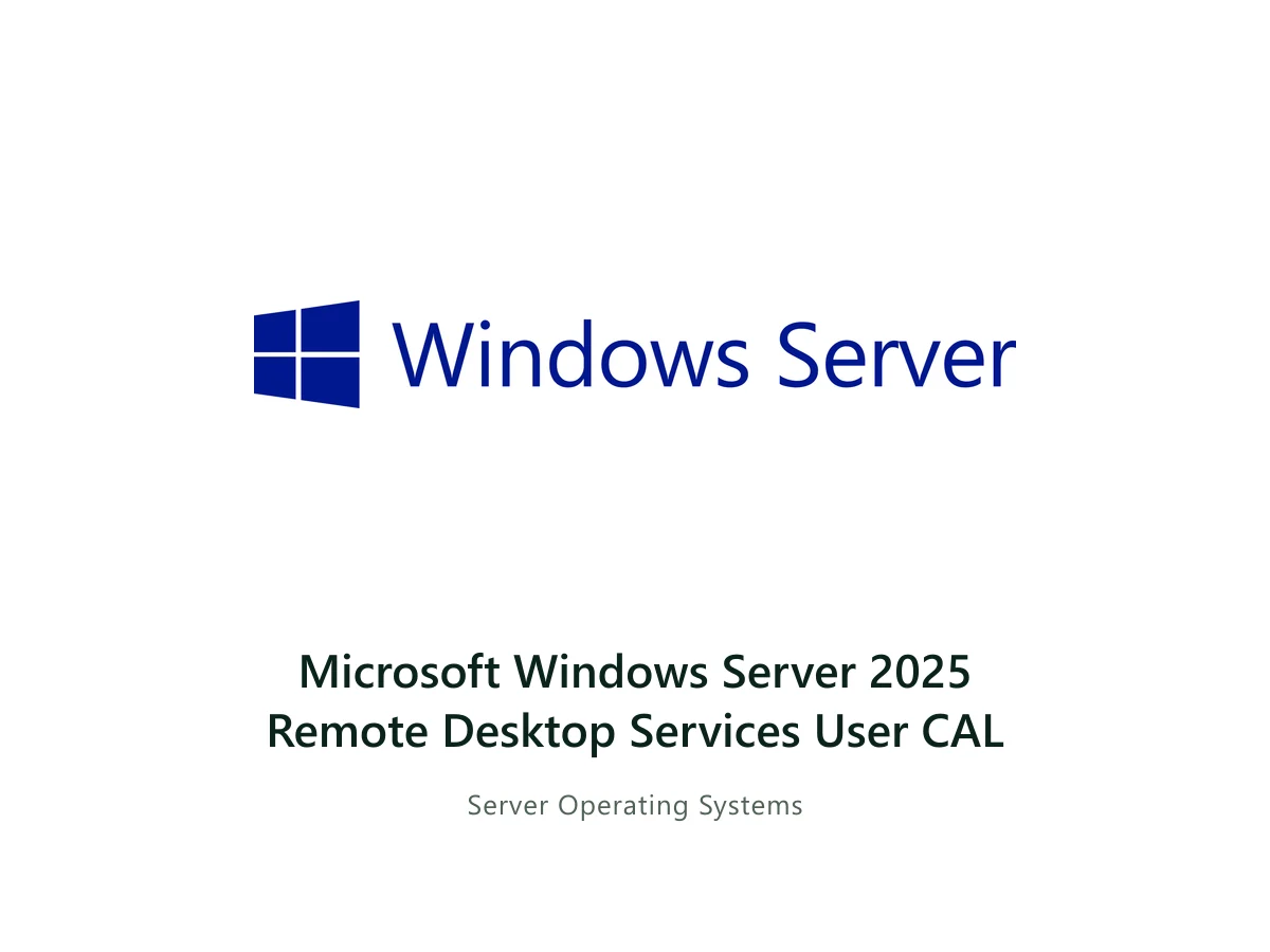 Microsoft Windows Server 2025 Remote Desktop Services User CAL — Microsoft solution card with the official Microsoft logo
