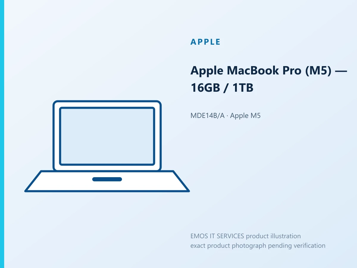 Apple MacBook Pro (M5) — 16GB / 1TB — EMOS IT SERVICES product illustration; exact product photograph pending verification