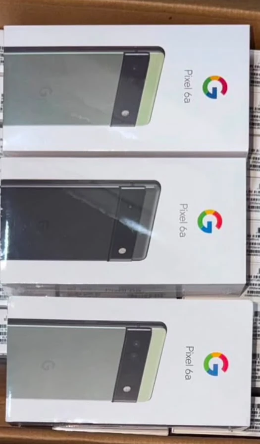 Sealed Google Pixel 6a 128GB retail boxes in EMOS IT SERVICES stock