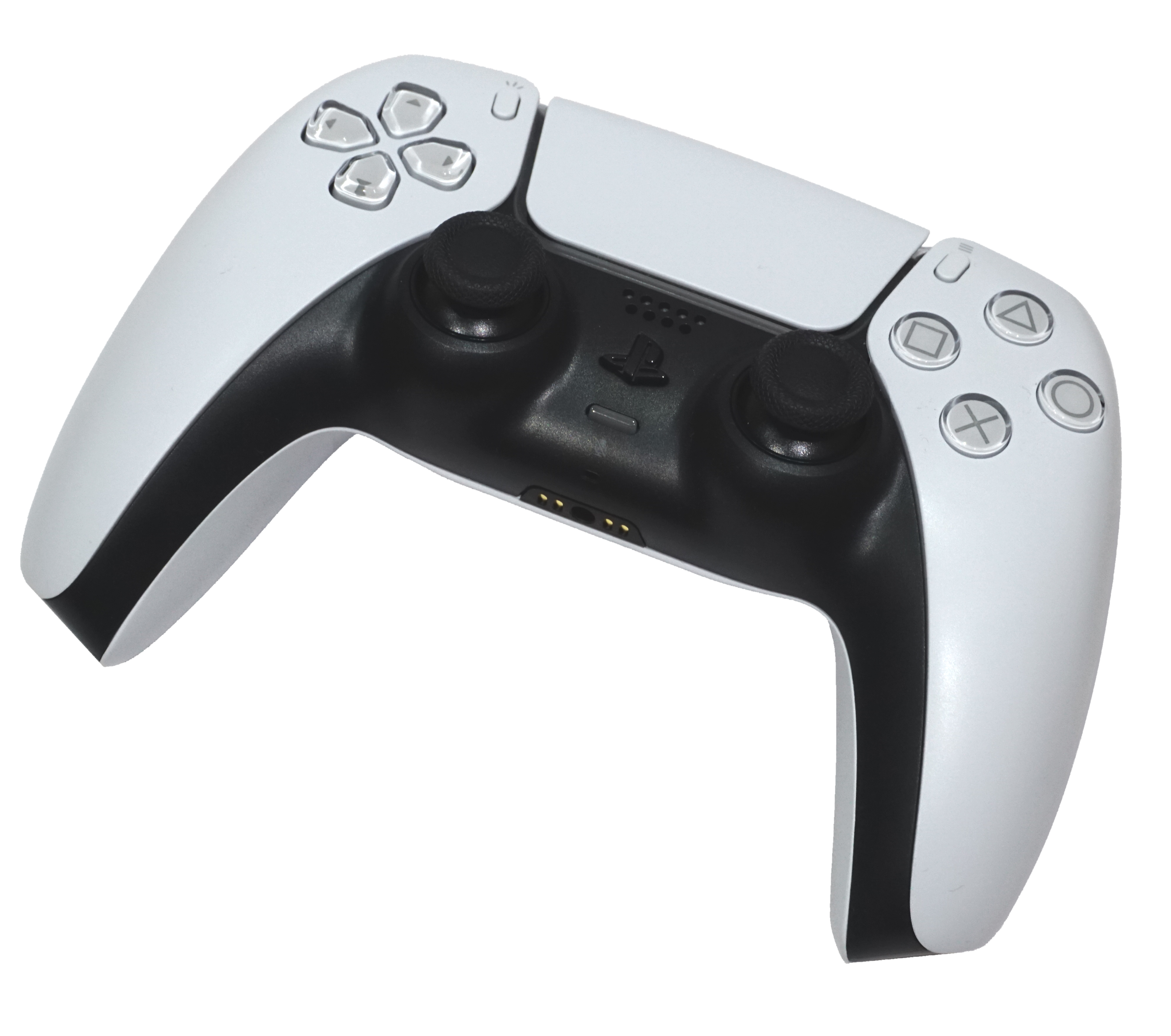 White standard DualSense wireless controller; family photograph for the CFI-ZCT2W offer