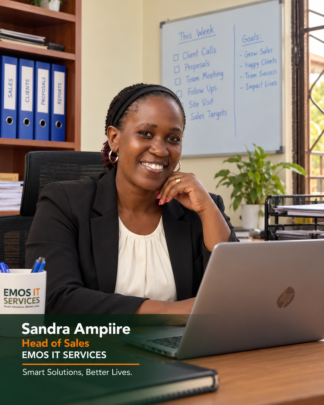 Official office photograph of Sandra Ampiire, Head of Sales at EMOS IT SERVICES