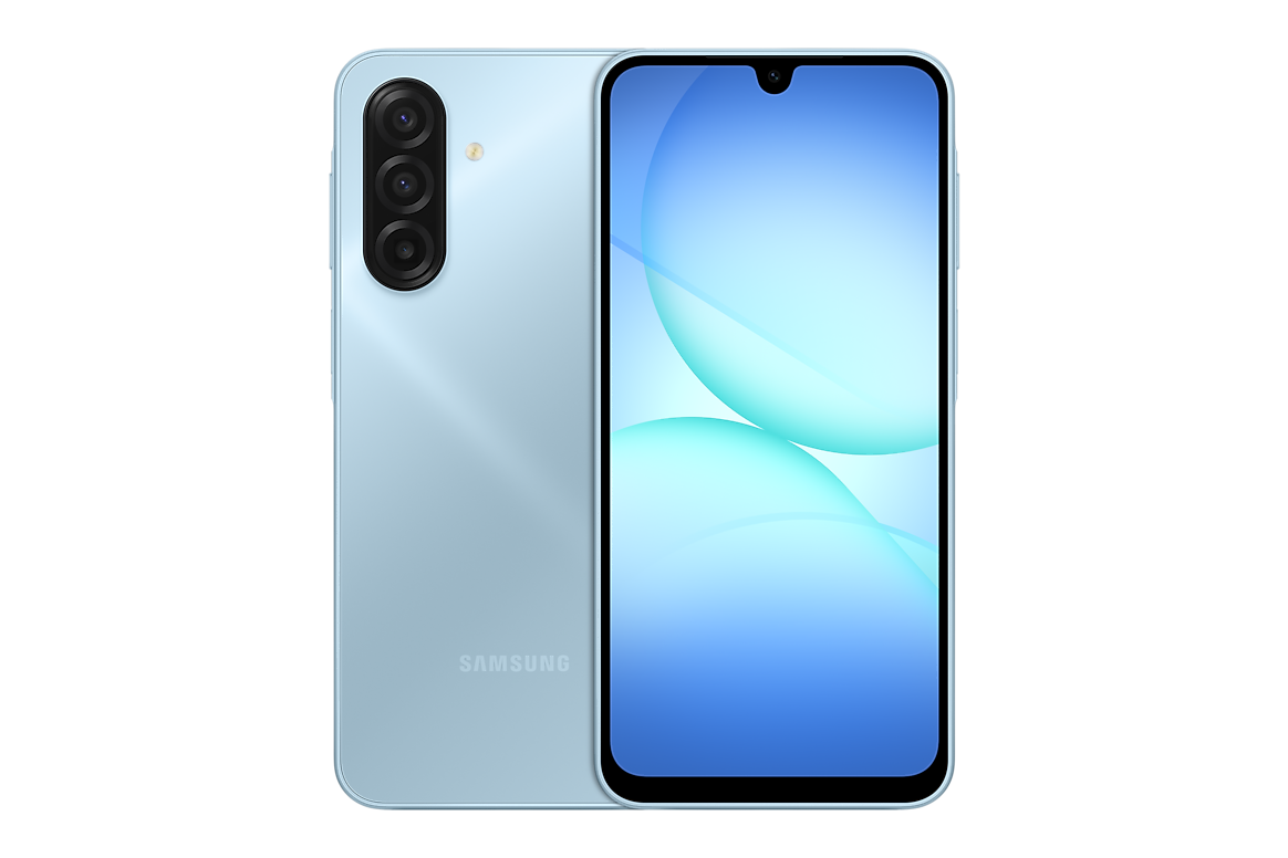 Samsung Galaxy A17 official manufacturer product image in Light Blue