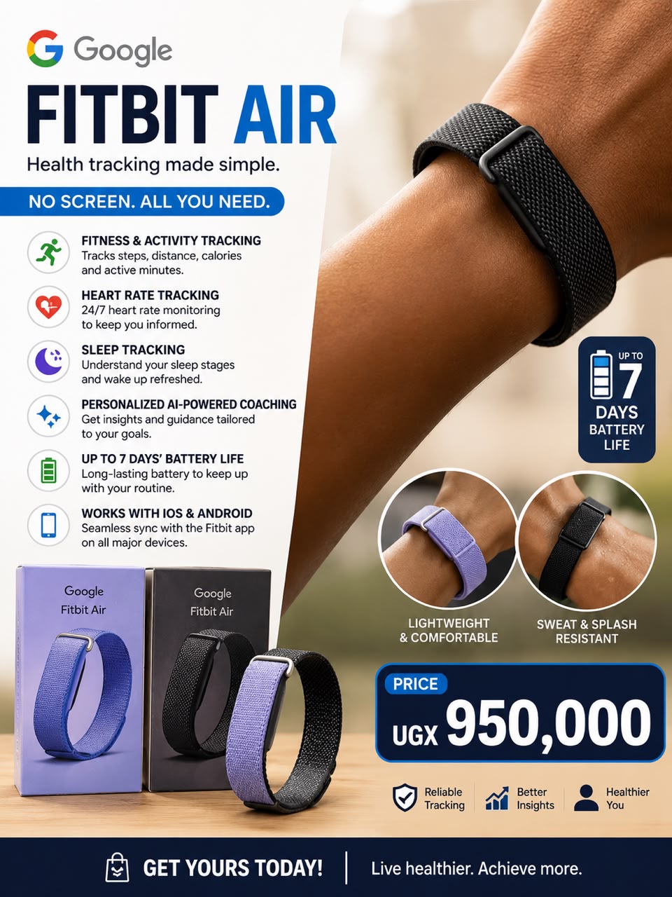 Google Fitbit Air health tracking band product offer