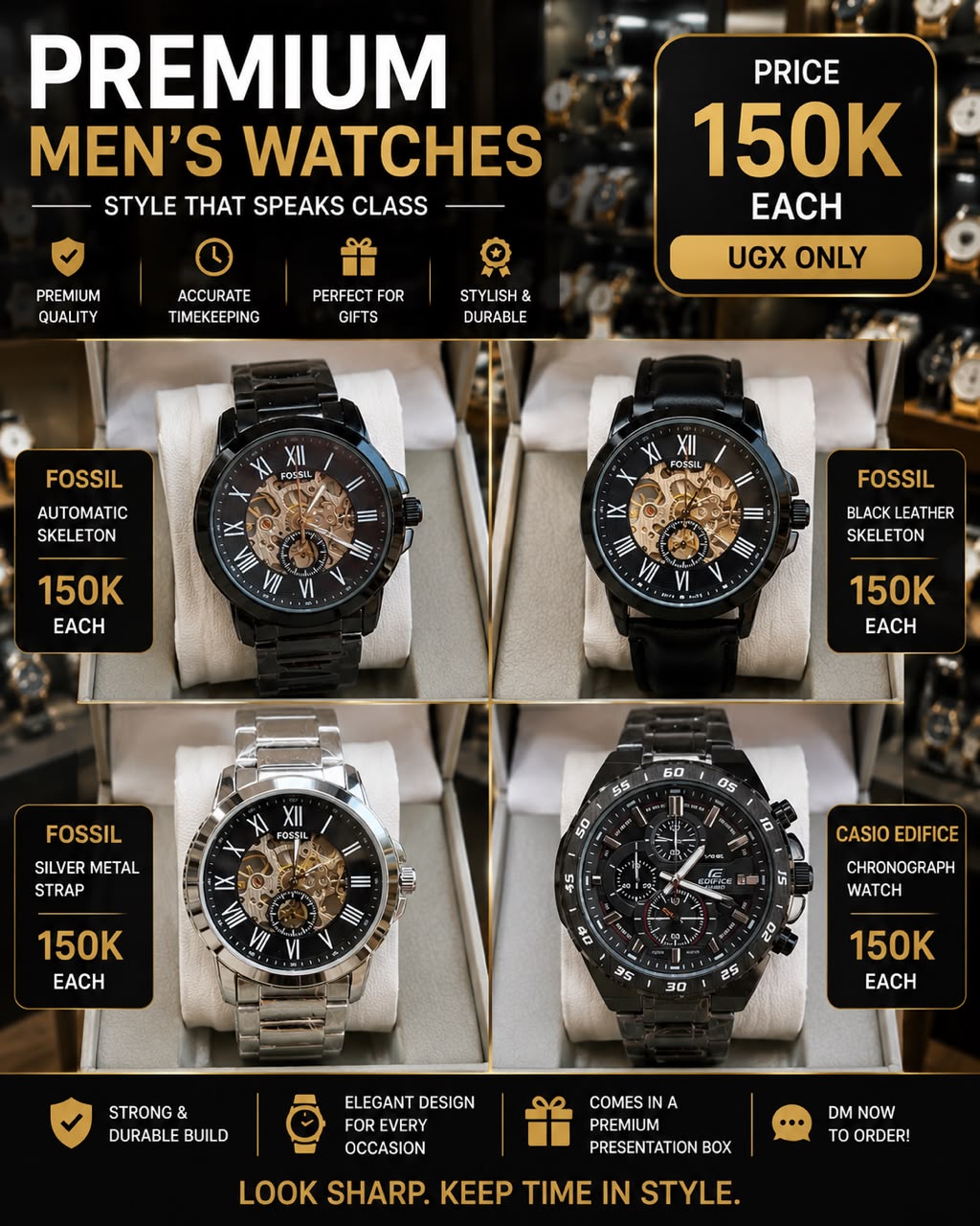 Premium men's watches Fossil and Casio Edifice product offer