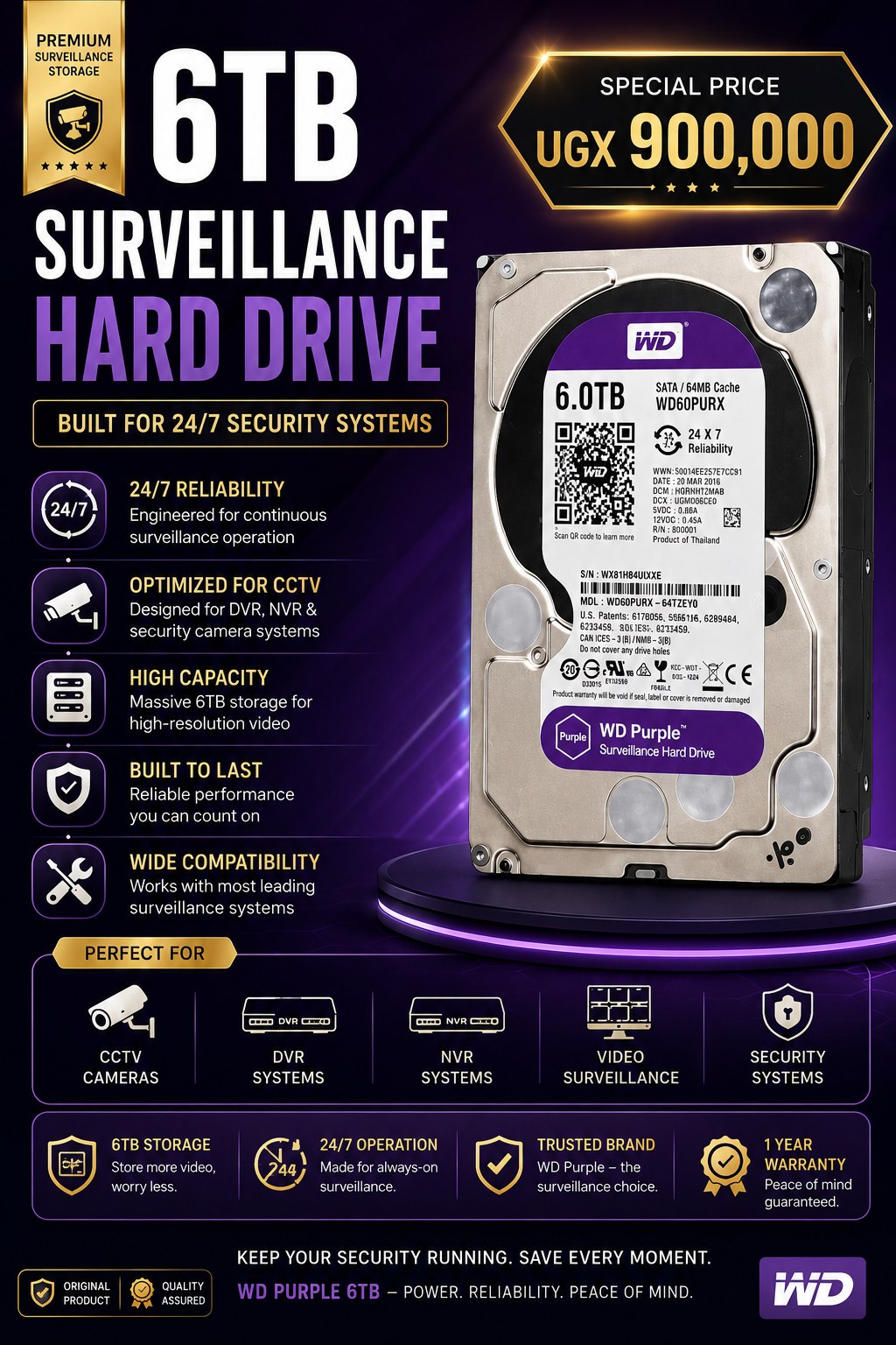 WD Purple surveillance hard drive product offer