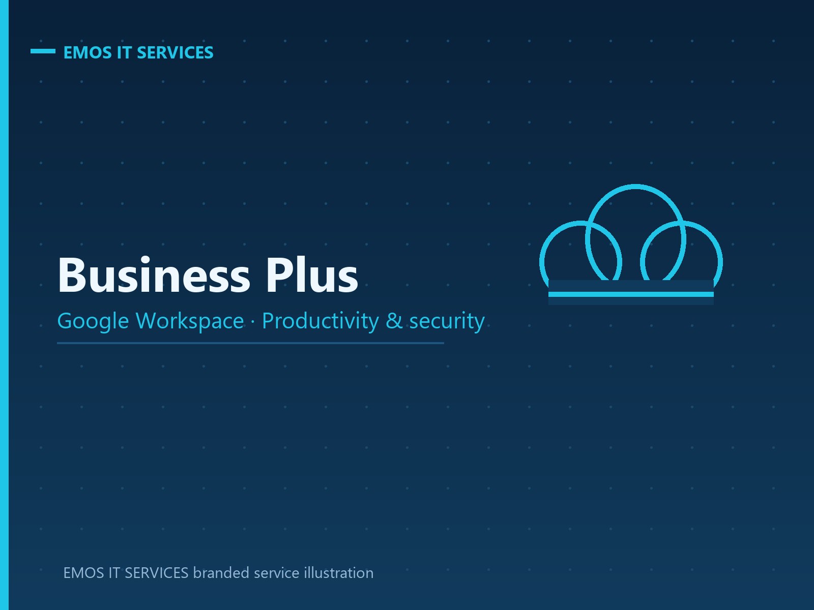 EMOS IT SERVICES branded service illustration for Google Workspace Business Plus